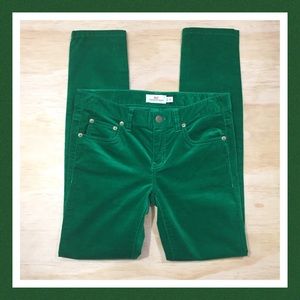Vineyard Vines Green Velvet Skinny Jeans NWOT